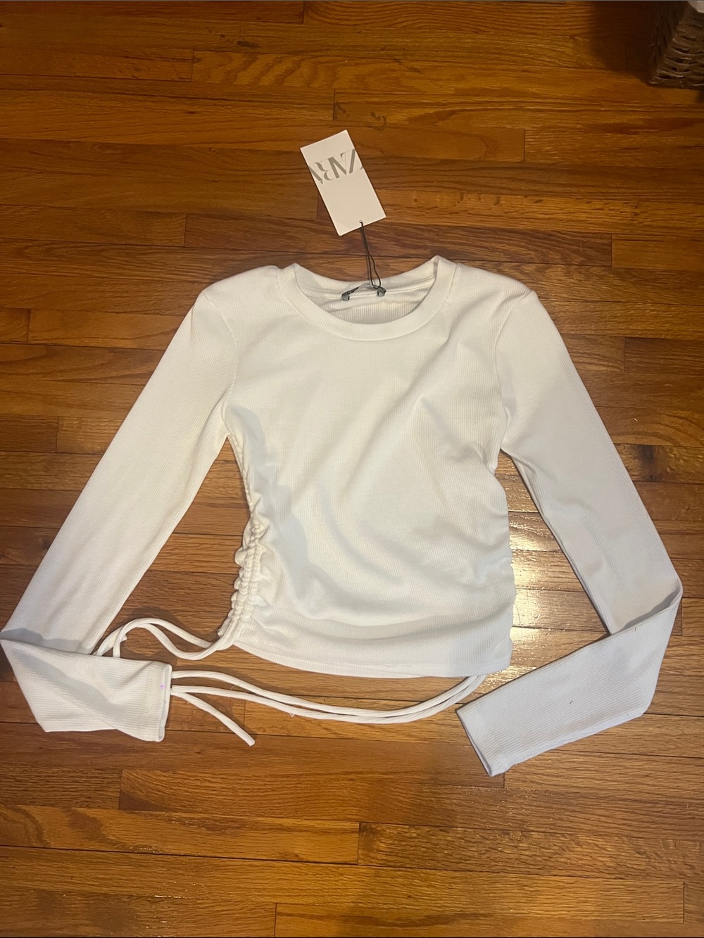 WHITE LONG SLEEVE TOP ZARA